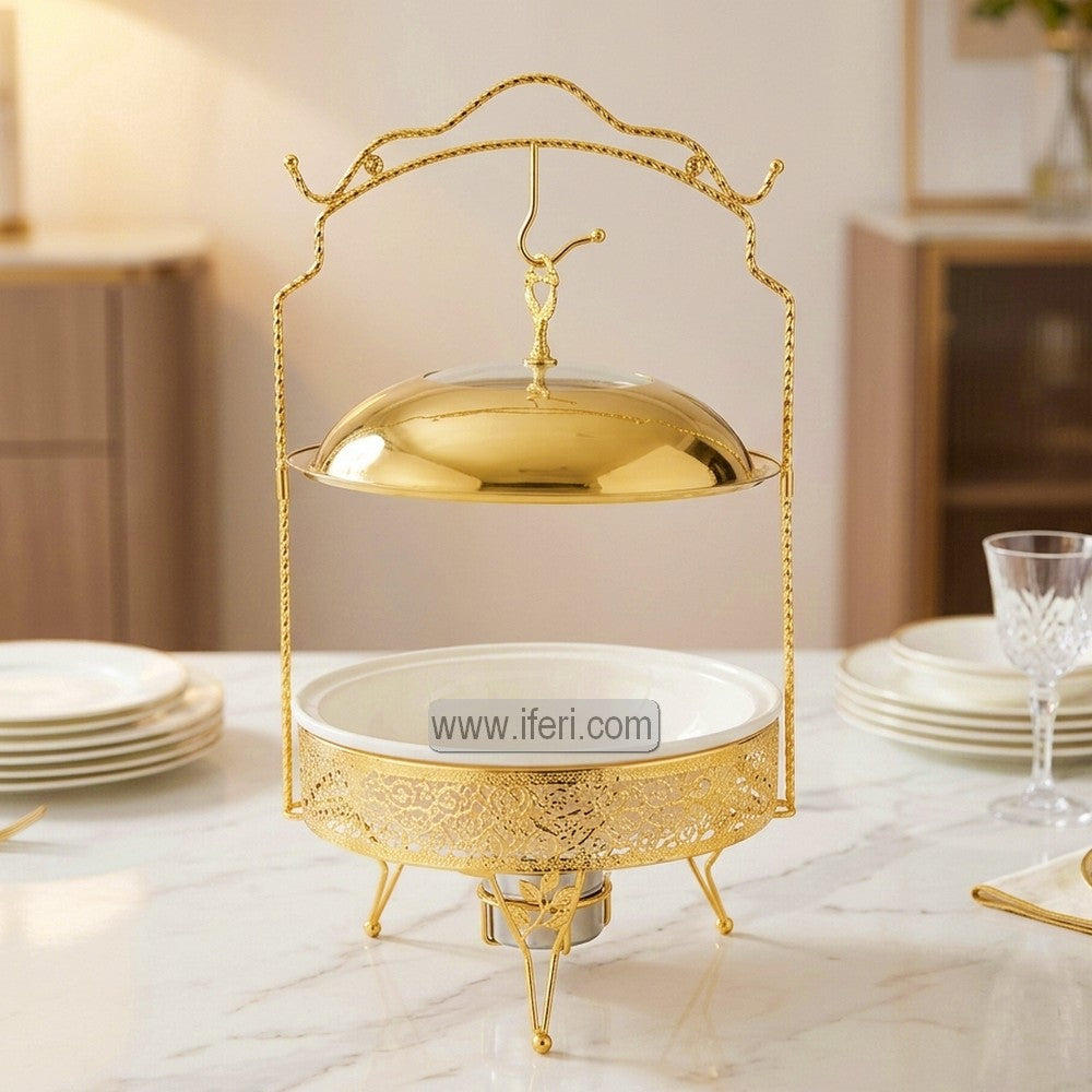 8 Liter Stainless Steel Exclusive Golden Chafing Dish Food Warmer with Lid AZM010