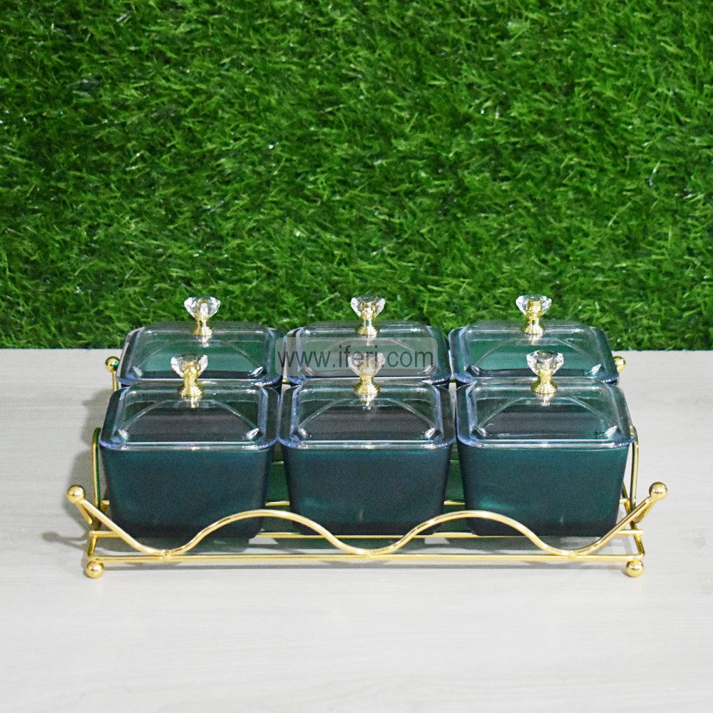 6 Pcs Glass Made Dried Fruit, Candy, Dessert Serving Bowl Set with Stand FH2103