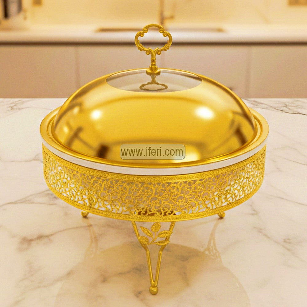 8 Liter Stainless Steel Exclusive Golden Chafing Dish Food Warmer with Lid AZM010