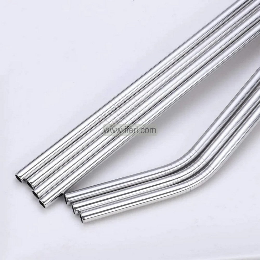 6 Pcs Stainless Steel Straw with Cleaning Brush Set MT189