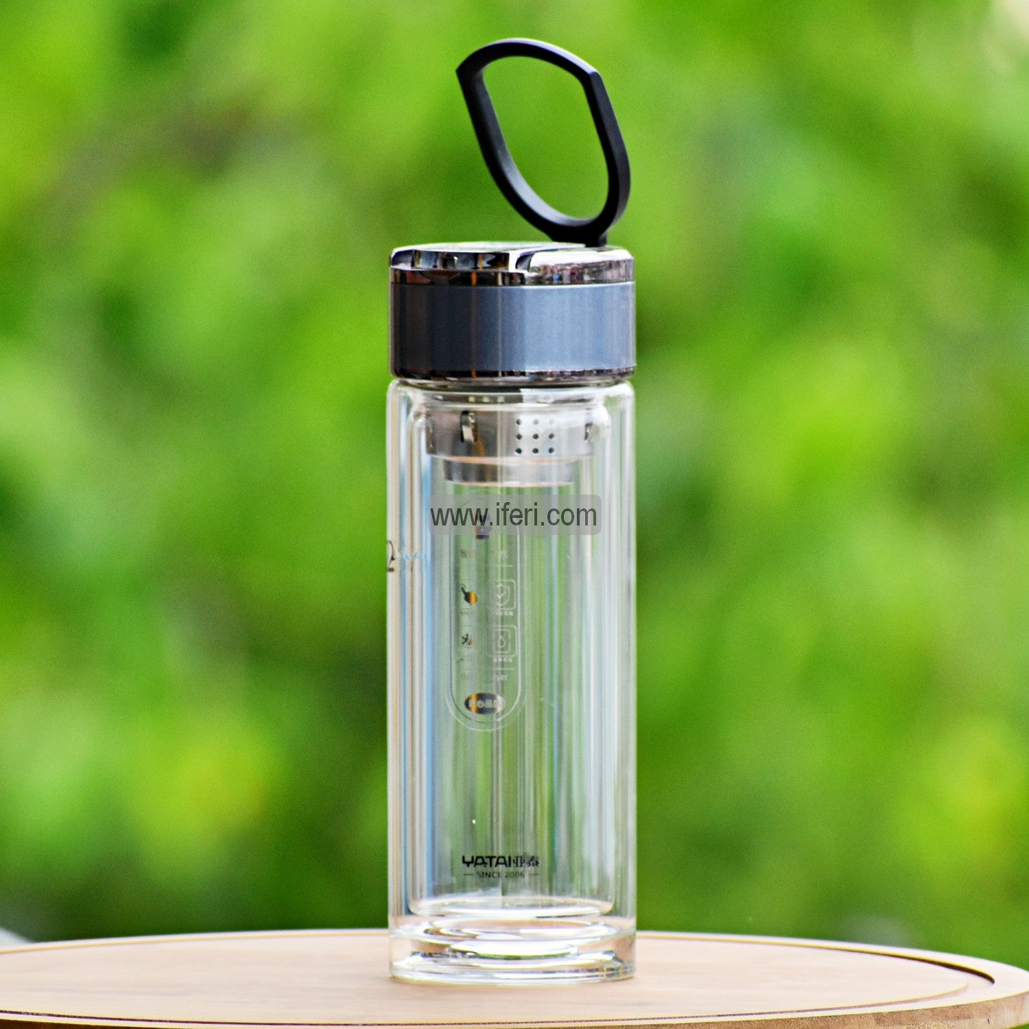 360ml Double Wall Glass Green Tea Bottle with Infuser & LED Temperature Display RH2198