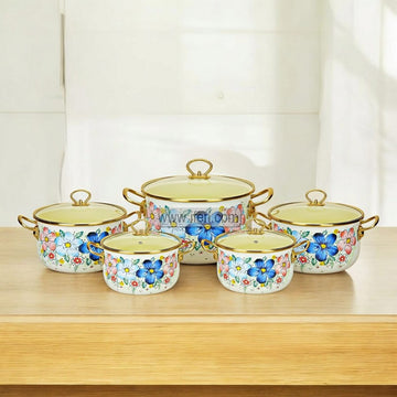 5 Pcs Enamel Bowl Set, Induction Based Cookware IF112-1