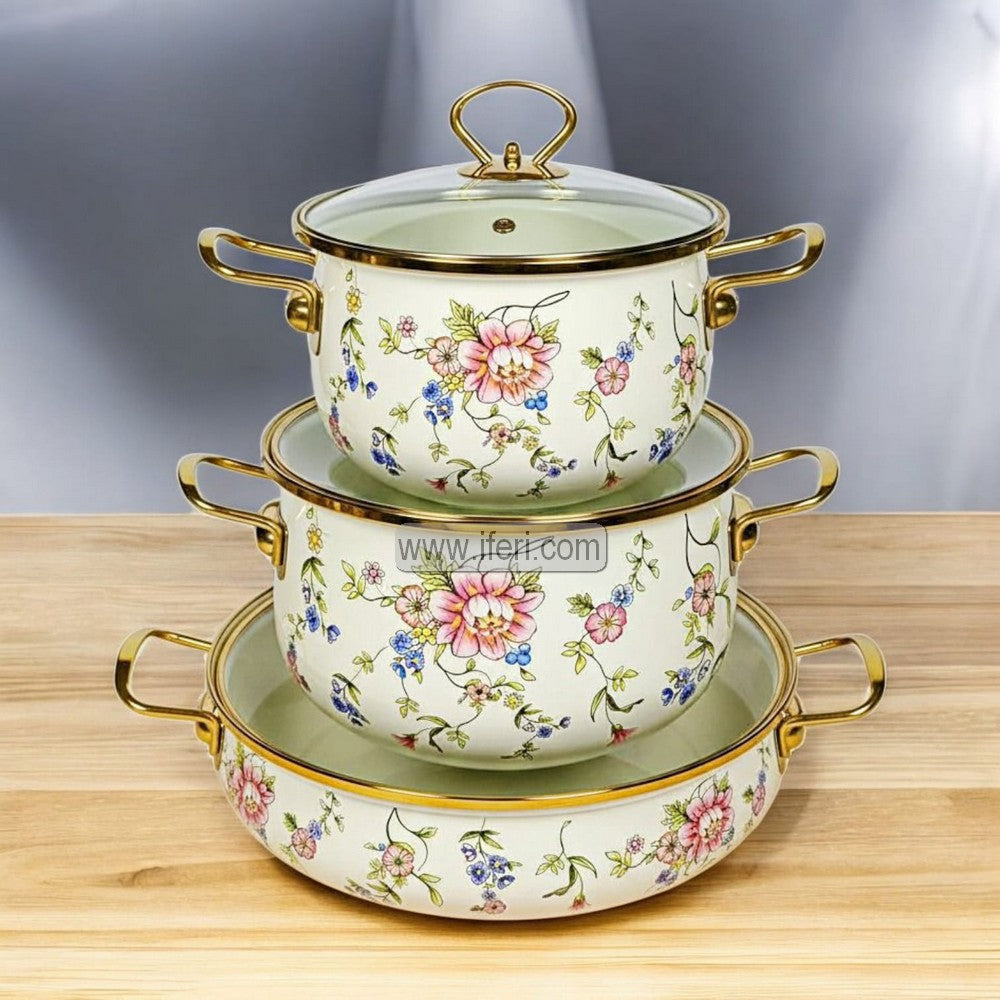 3 Pcs Enamel Bowl Set, Induction Based Cookware IF118