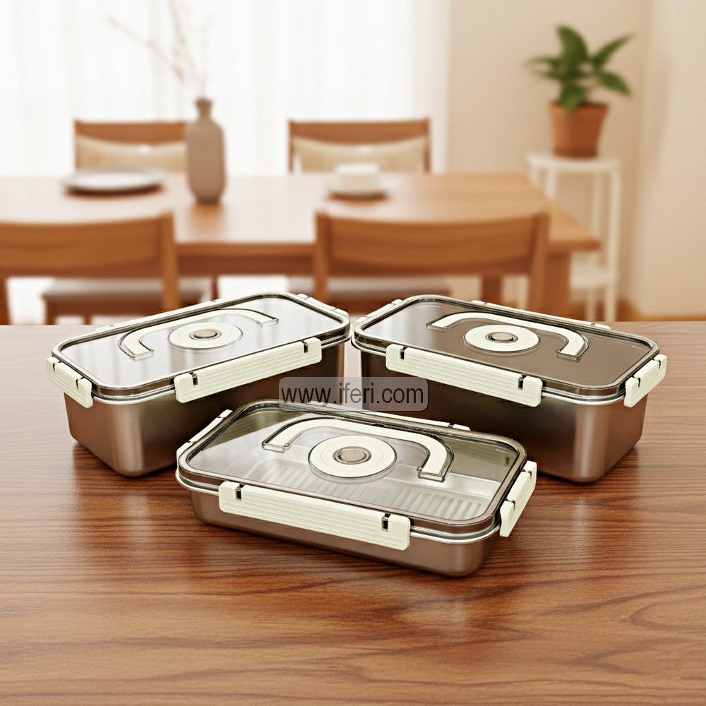 3 Pcs Airtight Stainless Steel Food Container RY3403