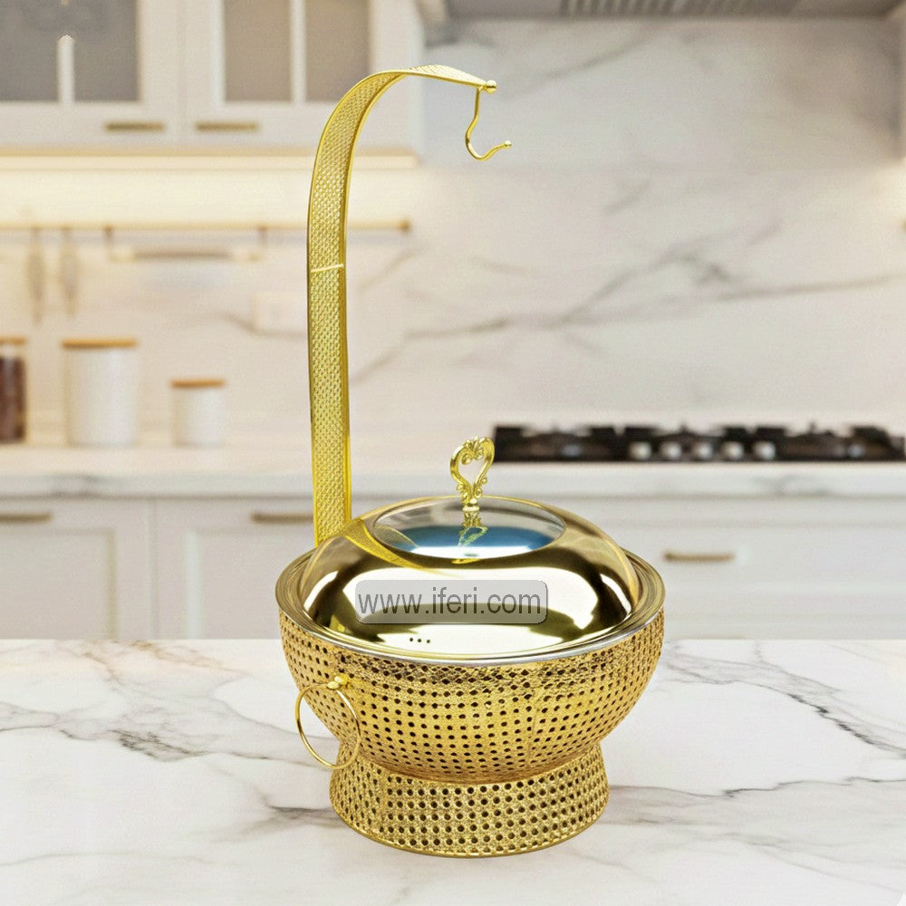 6 Liter Stainless Steel Luxury Golden Chafing Dish Food Warmer with Lid AZM012