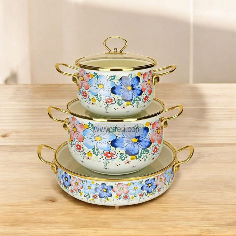 3 Pcs Enamel Bowl Set, Induction Based Cookware IF121-1