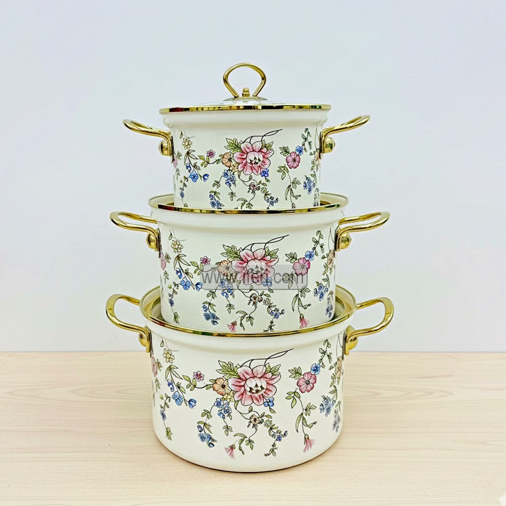 3 Pcs Enamel Bowl Set, Induction Based Cookware IF122-1