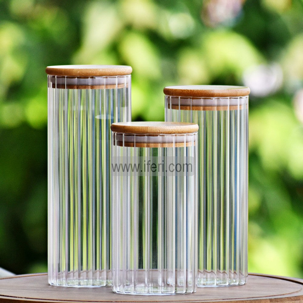 3 Pcs Glass Cookie Jar / Spice Jar CTN-373839
