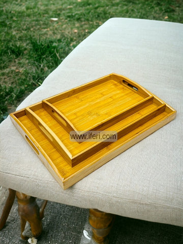3 Pcs Bamboo Serving Tray with Handle FH2368