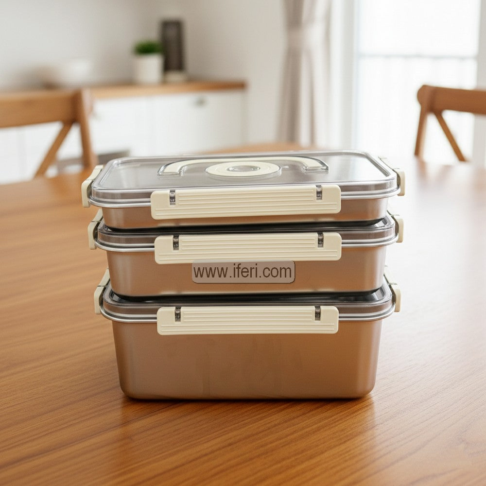 3 Pcs Airtight Stainless Steel Food Container RY3403