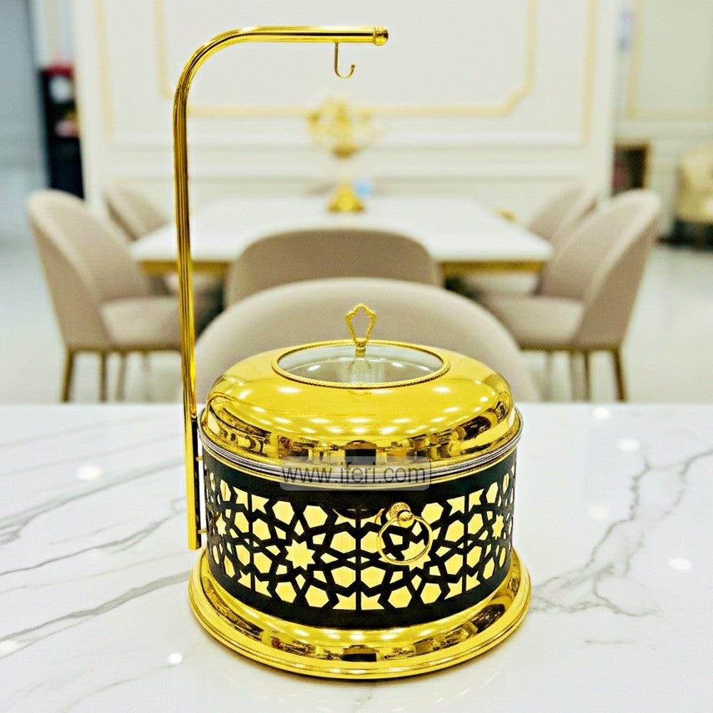 8 Liter Stainless Steel Luxury Black & Golden Chafing Dish Food Warmer with Lid AZM013