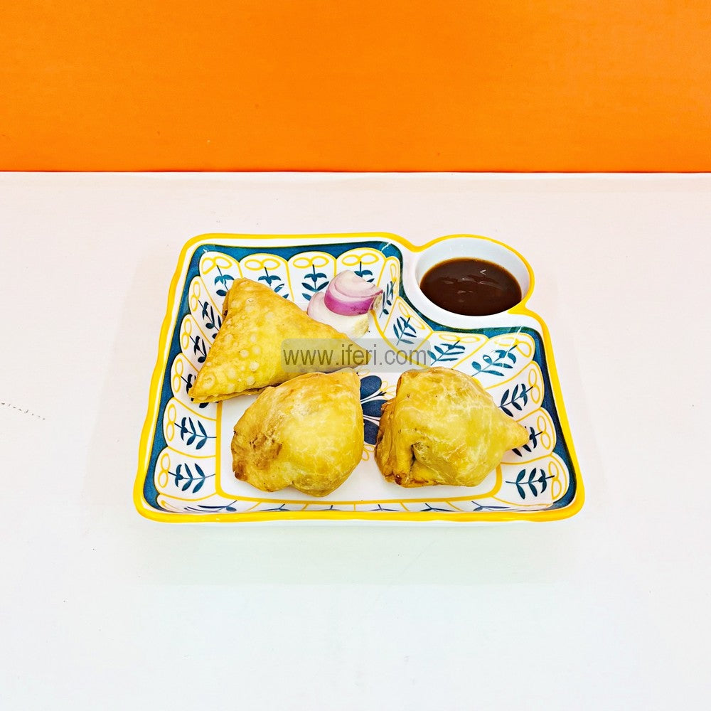 7.4 Inch Ceramic Snacks Serving Dish with Sauce Bowl RY3137