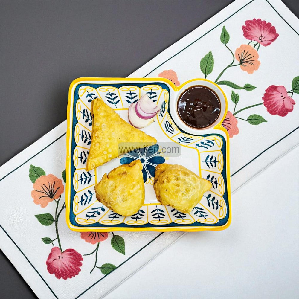 7.4 Inch Ceramic Snacks Serving Dish with Sauce Bowl RY3137