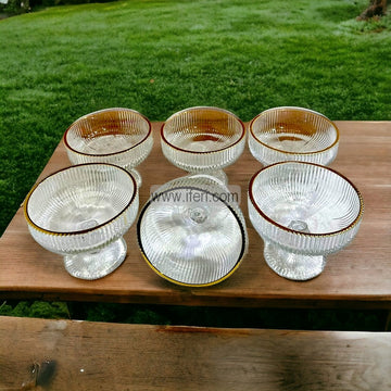 6 Pcs Golden Rim Glass Firni, Dessert Serving Bowl Set SMN0137