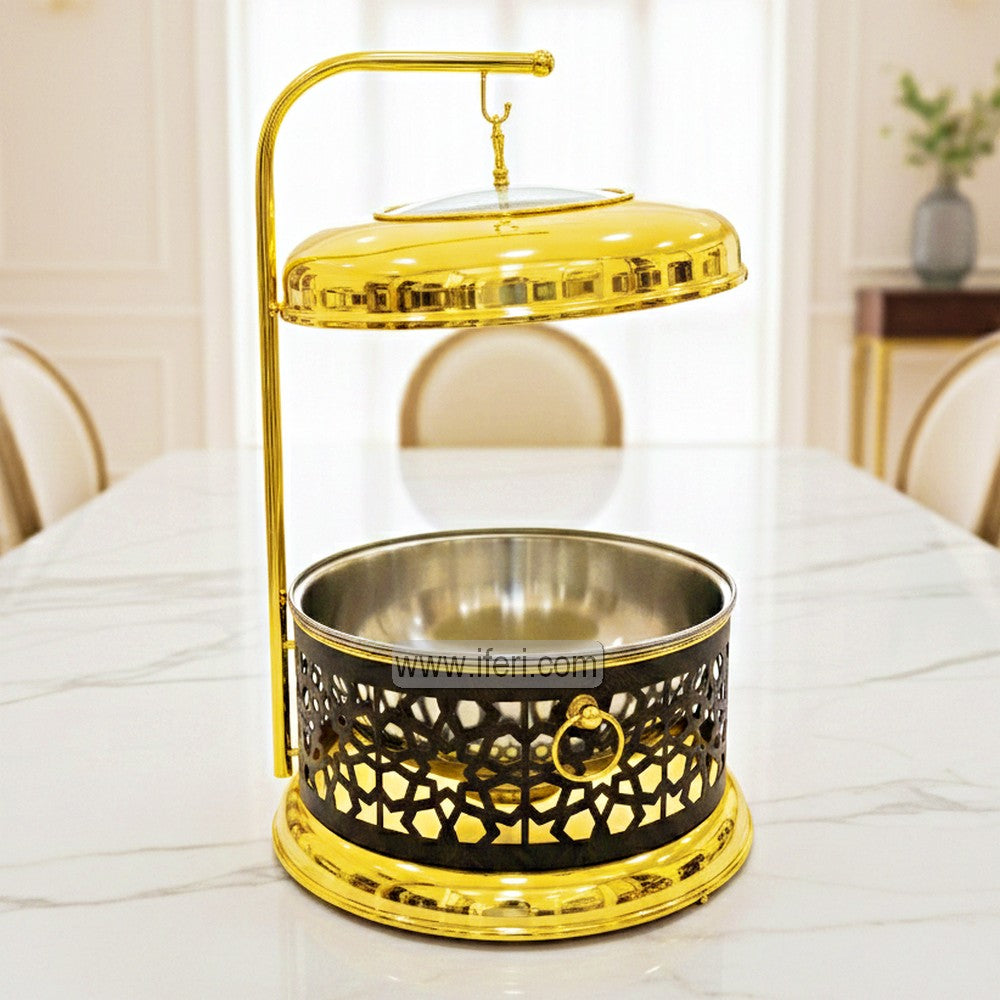 8 Liter Stainless Steel Luxury Black & Golden Chafing Dish Food Warmer with Lid AZM013