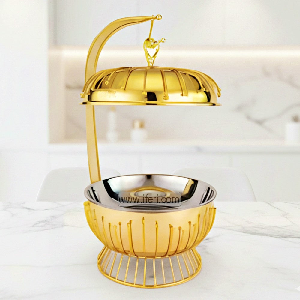 8 Liter Stainless Steel Luxury Golden Chafing Dish Food Warmer with Lid AZM014