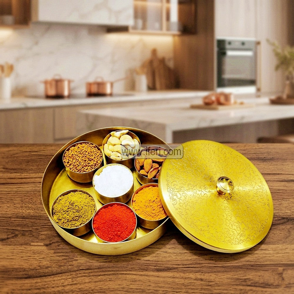 6 Inch Premium Brass Spice Box Container Set HBT016