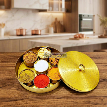 6 Inch Premium Brass Spice Box Container Set HBT016