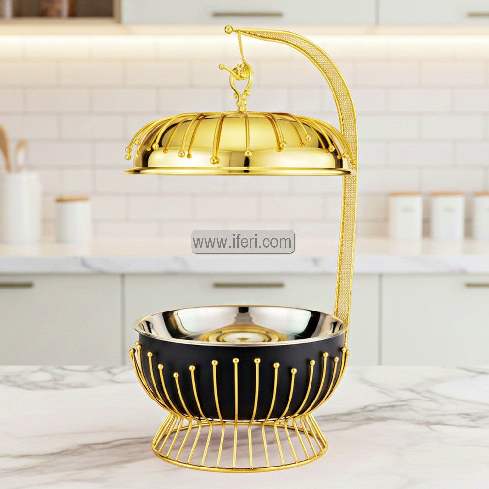 8 Liter Stainless Steel Luxury Black & Golden Chafing Dish Food Warmer with Lid AZM015