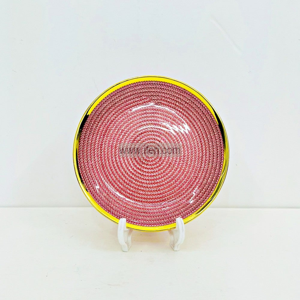 6 Pcs Luxury Golden Rim Glass Small Plate / Serving Plate Set TB1552