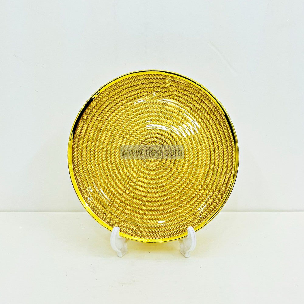 6 Pcs Luxury Golden Rim Glass Half Plate / Serving Plate Set TB1554