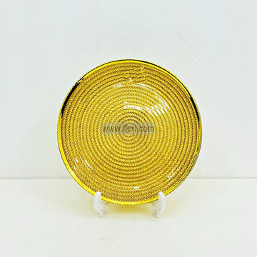 6 Pcs Luxury Golden Rim Glass Half Plate / Serving Plate Set TB1554