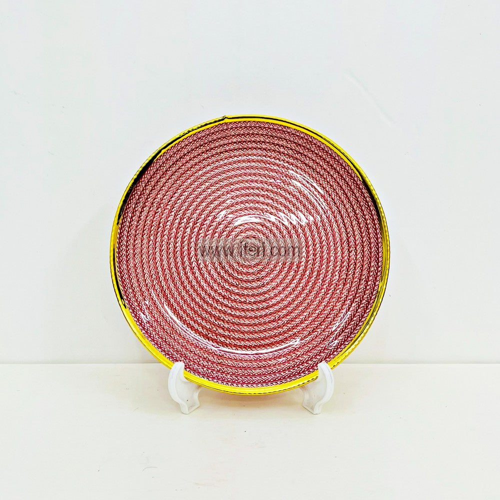 6 Pcs Luxury Golden Rim Glass Half Plate / Serving Plate Set TB1555
