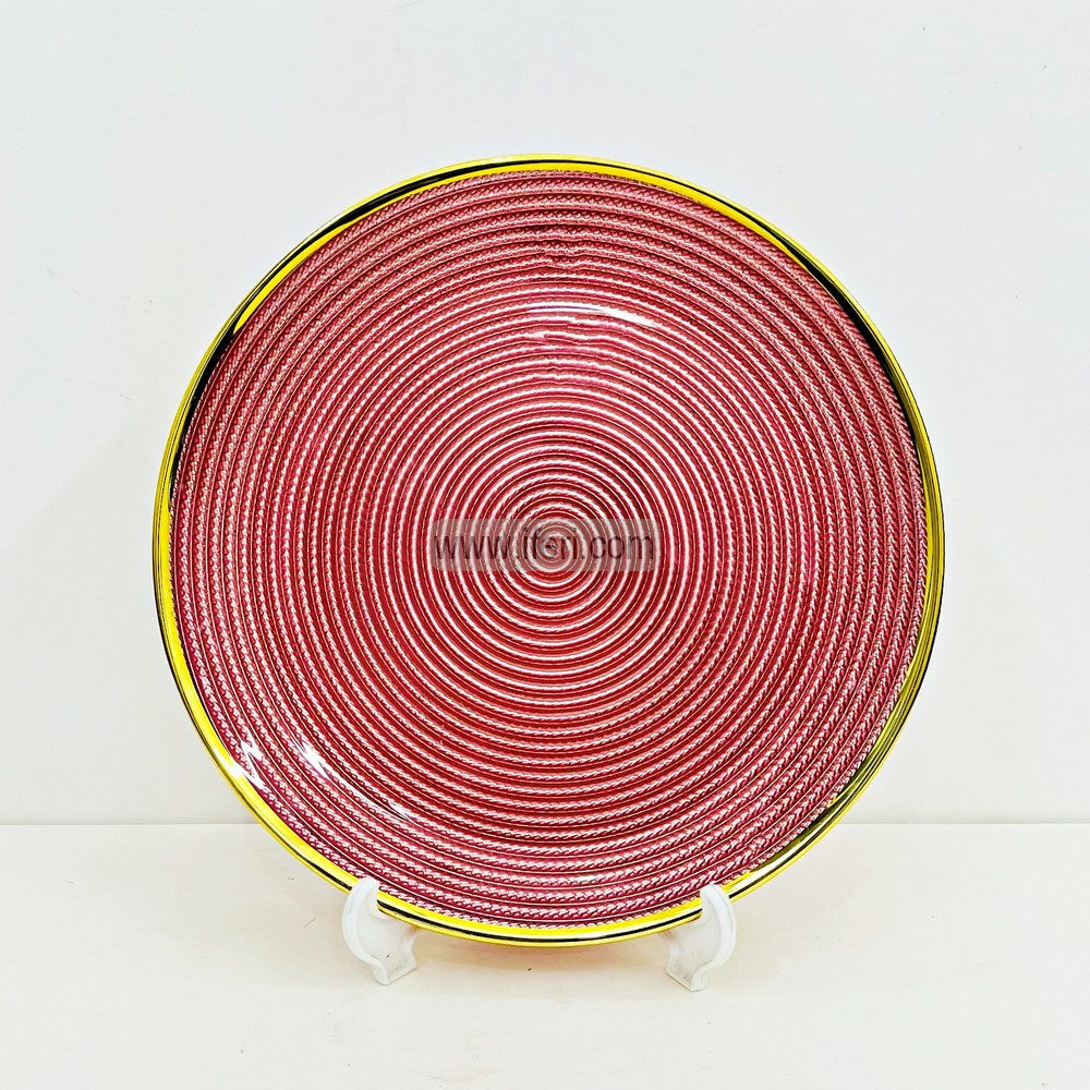 6 Pcs Luxury Golden Rim Glass Full Plate / Dinner Plate/ Serving Plate Set TB1559