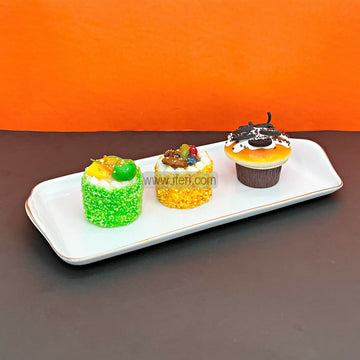 14 Inch Golden Rim Ceramic Serving Tray CGA0158