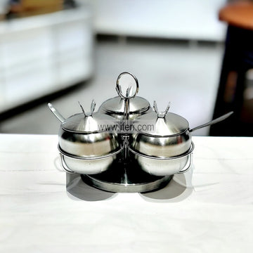 4 Pcs Stainless Steel Spice Jar with Revolving Stand DL6776