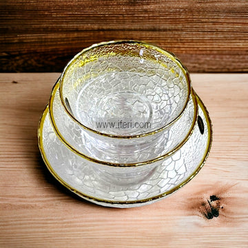 3 Pcs Golden Rim Glass Serving Bowl Set SMN0164