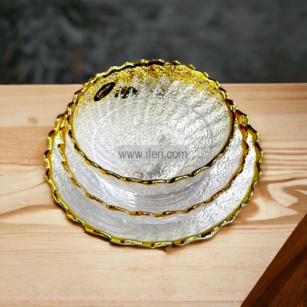 3 Pcs Golden Rim Glass Serving Bowl Set SMN0165