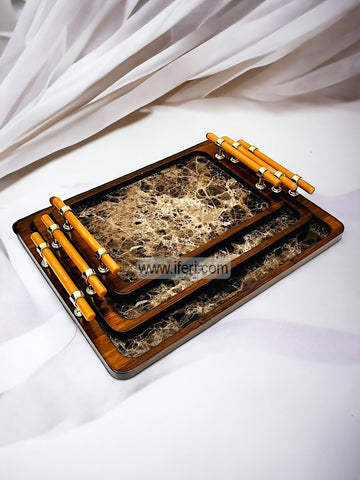 3 Pcs Luxury Bamboo Serving Tray with Handle FH2370
