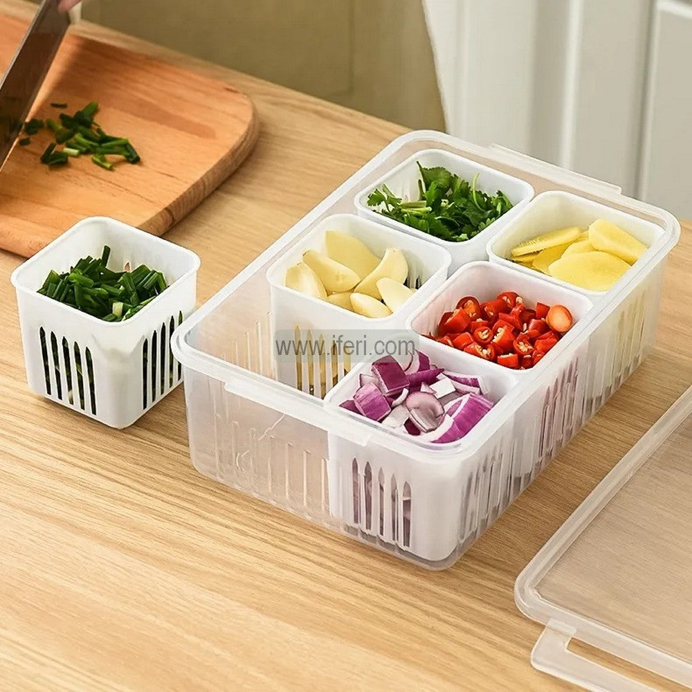 6 Grid Refrigerator Box Containers, Stackable Storage Box,  Kitchen Vegetable Box for Kitchen Organization AnZ018