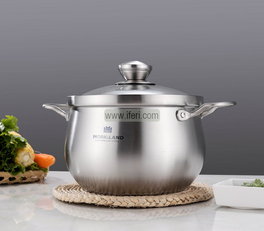 22cm Mork & Land Stainless Steel Belly Shape Cookware with Lid RY06351