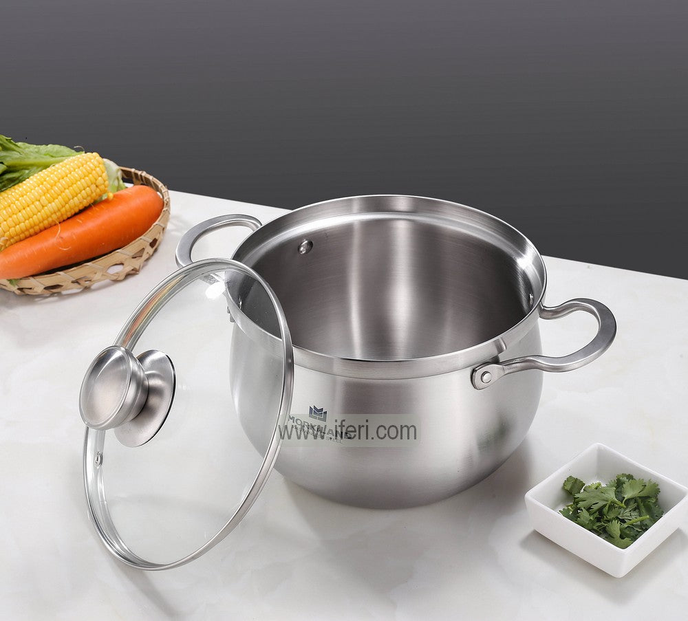 20cm Mork & Land Stainless Steel Belly Shape Cookware with Lid RY06351