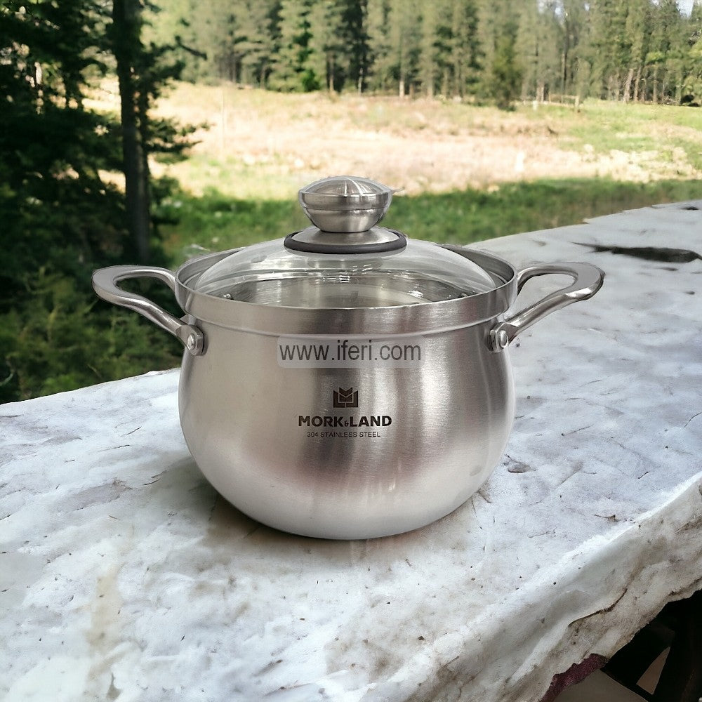 22cm Mork & Land Stainless Steel Belly Shape Cookware with Lid RY06351
