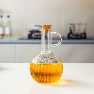 7.8 Inch Borosilicate Glass Oil Vinegar Jar / Pot with Cork Lid ALV0172