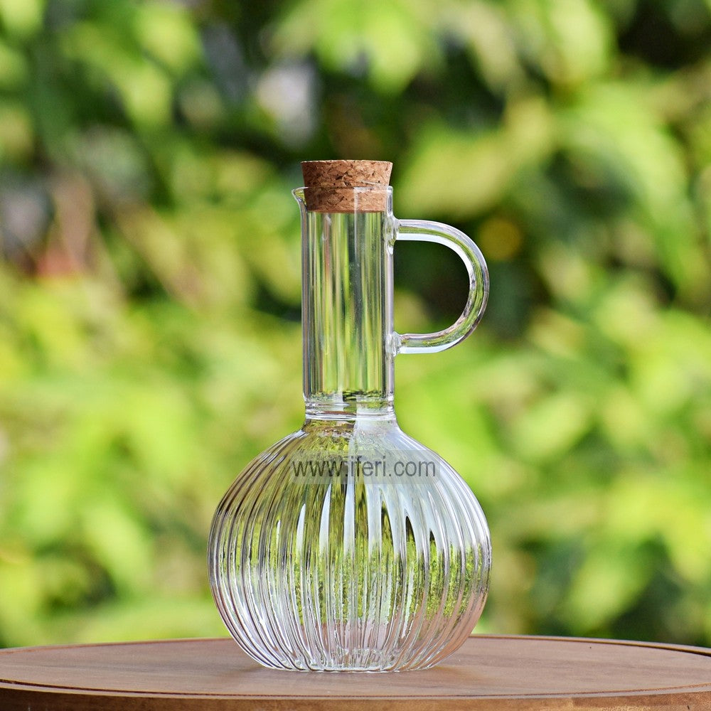 7.8 Inch Borosilicate Glass Oil Vinegar Jar / Pot with Cork Lid ALV0172