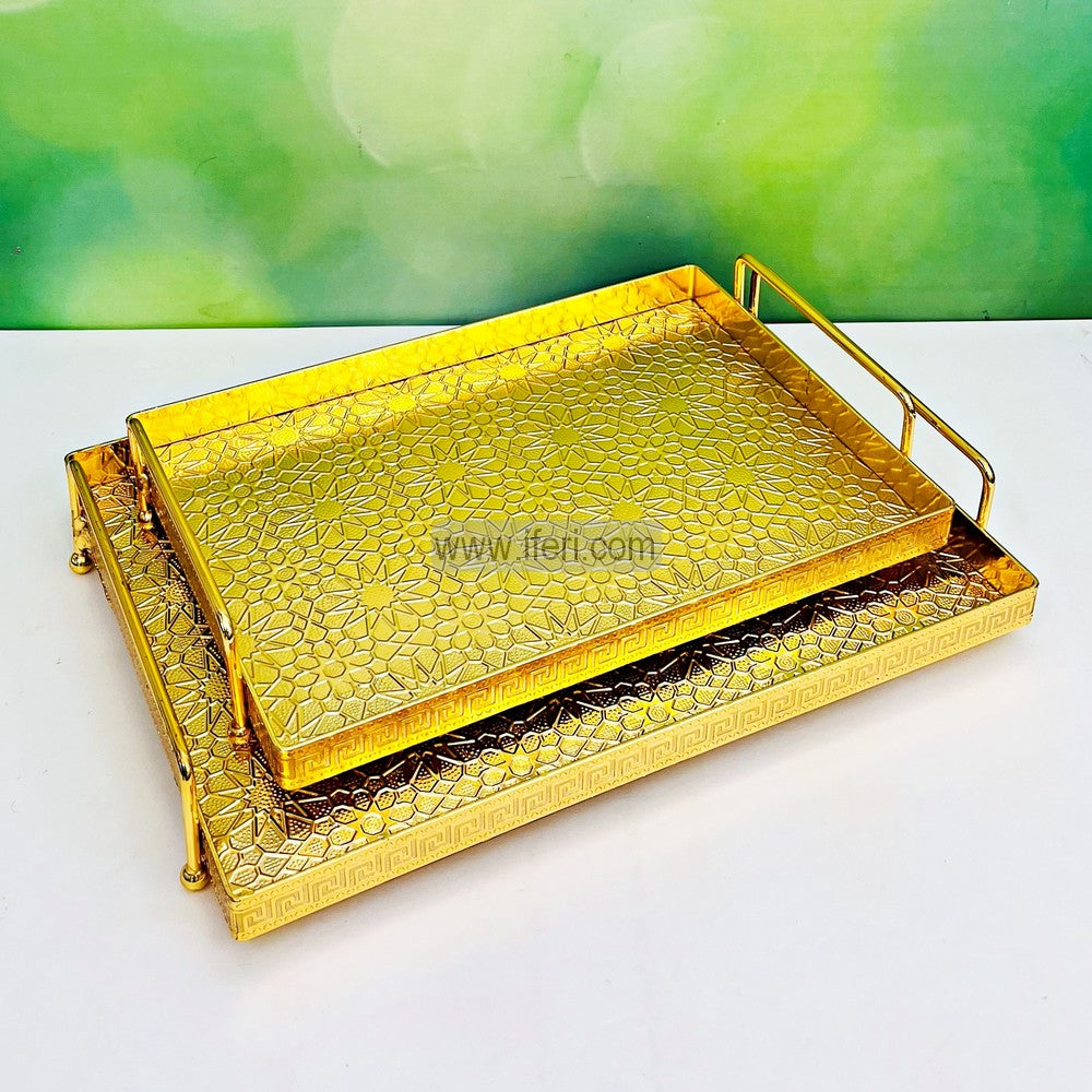 2 Pcs Exclusive Metal Serving Tray Set RY3178
