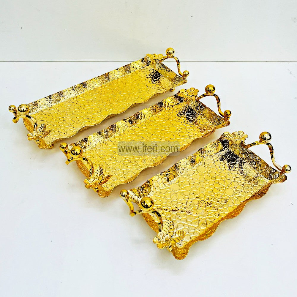 3 Pcs Small Size Exclusive Metal Serving Tray Set RY3179
