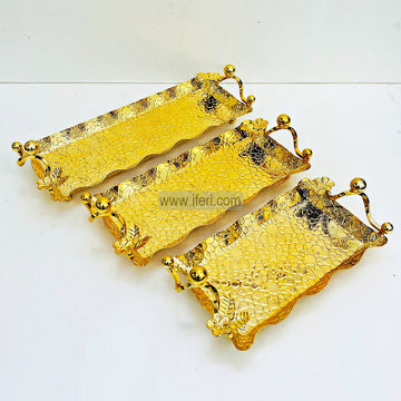3 Pcs Small Size Exclusive Metal Serving Tray Set RY3179