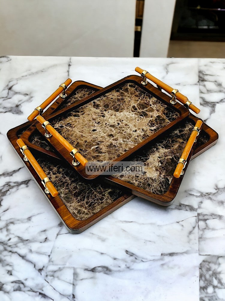 3 Pcs Luxury Bamboo Serving Tray with Handle FH2370