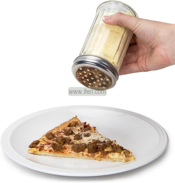 5.2 Inch Glass Parmesan Cheese Shaker / Red Pepper Shaker with Large Holes Stainless Steel Lid UNQ0458