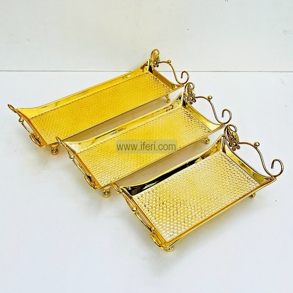 3 Pcs Small Size Exclusive Metal Serving Tray Set RY3181