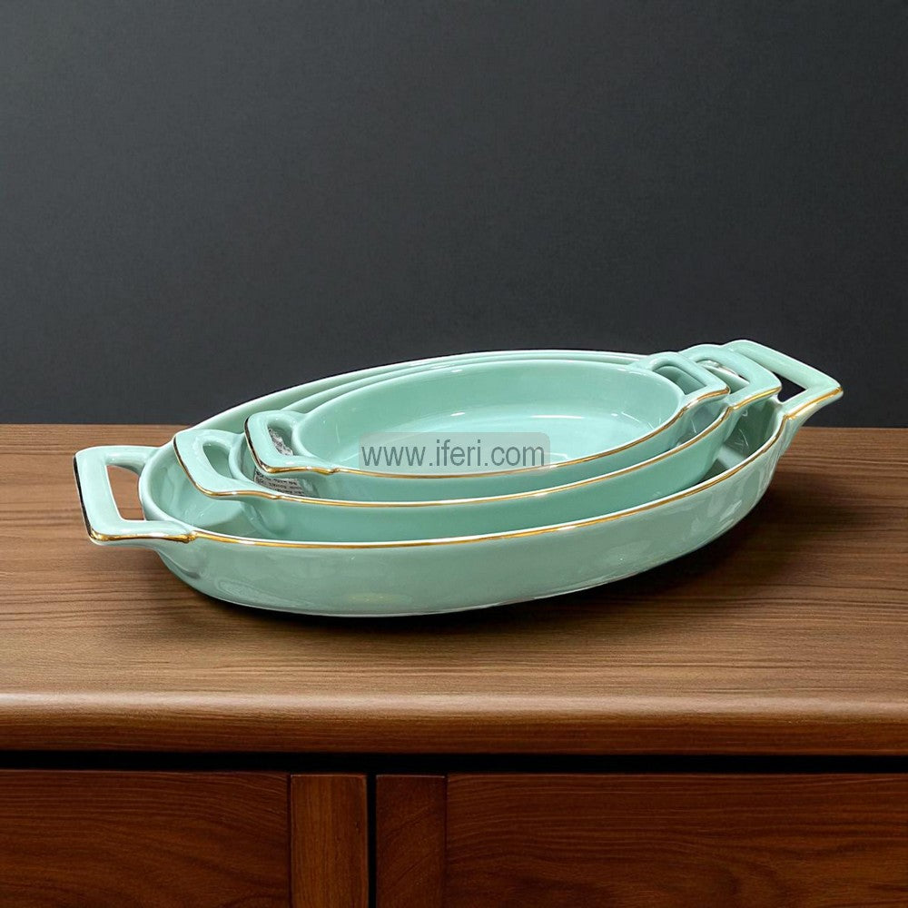 3 Pcs Golden Rim Ceramic Serving Tray / Dish Set CGA0183