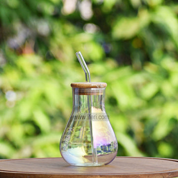 5.3 Inch Glass Juice Sipper Mug with Straw ALV0185