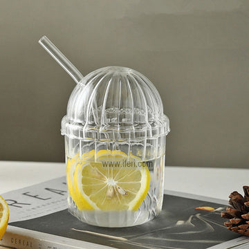 5.2 Inch Glass Juice Sipper Mug with Straw ALV0186