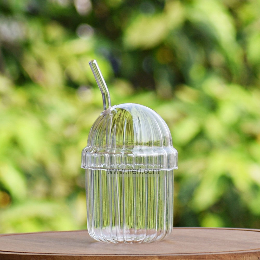 5.2 Inch Glass Juice Sipper Mug with Straw ALV0186