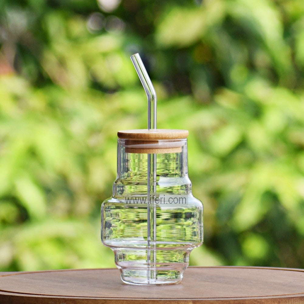 5.3 Inch Glass Juice Sipper Mug with Straw ALV0187